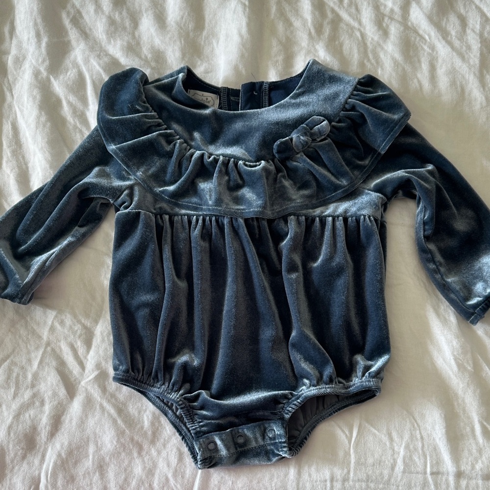 Mud Pie Blue Velvet Kids Bodysuit